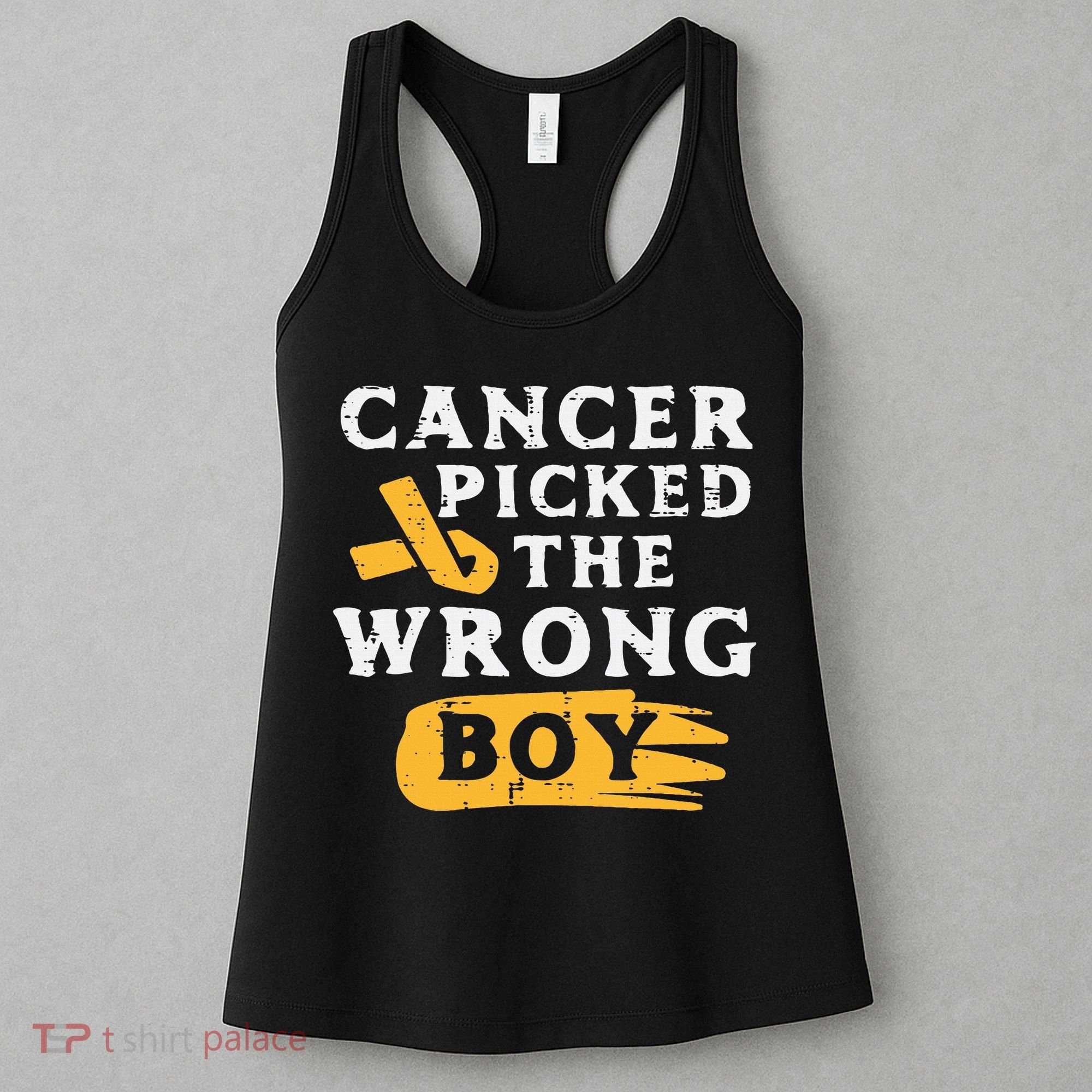 Childhood Cancer Picked The Wrong Boy Awareness Ribbon Women's Tank Top