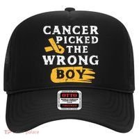 Childhood Cancer Picked The Wrong Boy Awareness Ribbon Hat thumb 0