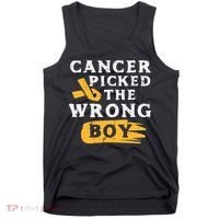 Childhood Cancer Picked The Wrong Boy Awareness Ribbon Tank Top thumb 0
