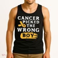 Childhood Cancer Picked The Wrong Boy Awareness Ribbon Tank Top thumb 3