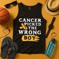 Childhood Cancer Picked The Wrong Boy Awareness Ribbon Tank Top thumb 4