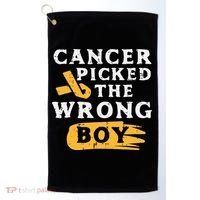 Childhood Cancer Picked The Wrong Boy Awareness Ribbon Golf Towel thumb 0