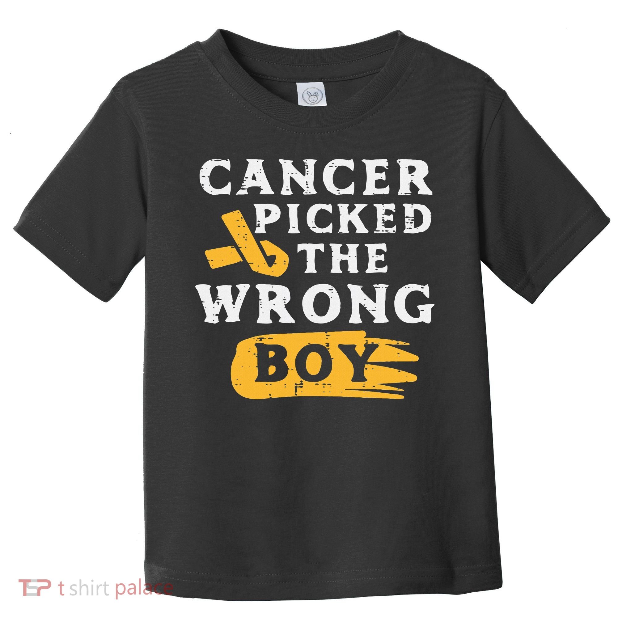 Childhood Cancer Picked The Wrong Boy Awareness Ribbon Toddler T-Shirt