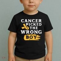 Childhood Cancer Picked The Wrong Boy Awareness Ribbon Toddler T-Shirt thumb 2