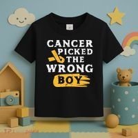 Childhood Cancer Picked The Wrong Boy Awareness Ribbon Toddler T-Shirt thumb 3