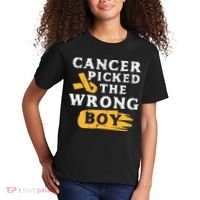 Childhood Cancer Picked The Wrong Boy Awareness Ribbon Kids T-Shirt thumb 2