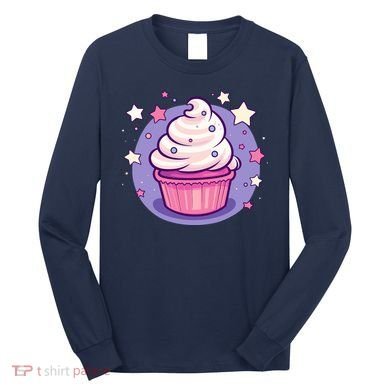 Cupcake Cute Pastel Kawaii Celestial Stars Baking Dessert Long Sleeve Shirt