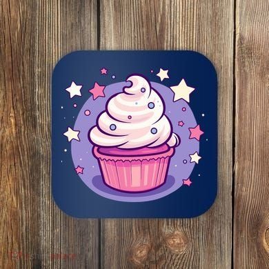 Cupcake Cute Pastel Kawaii Celestial Stars Baking Dessert Coaster
