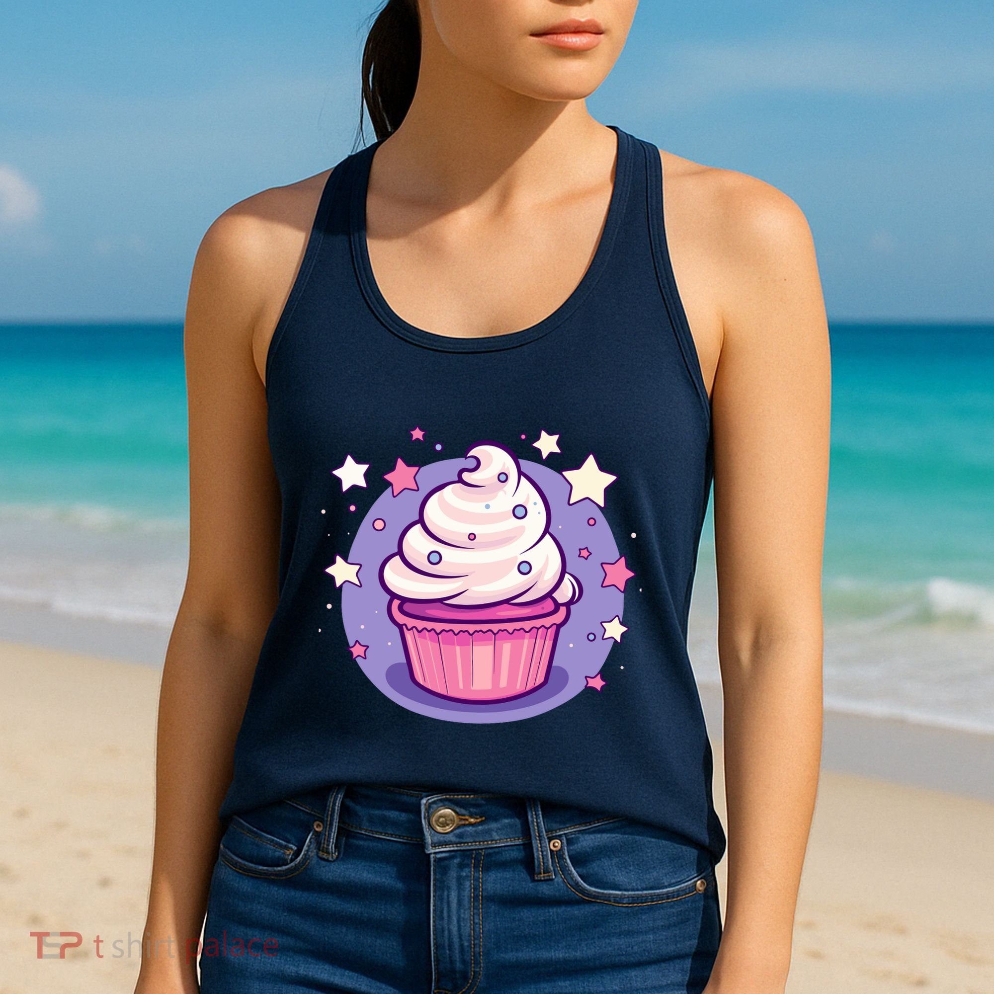Cupcake Cute Pastel Kawaii Celestial Stars Baking Dessert Women's Tank Top