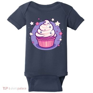 Cupcake Cute Pastel Kawaii Celestial Stars Baking Dessert Baby Bodysuit