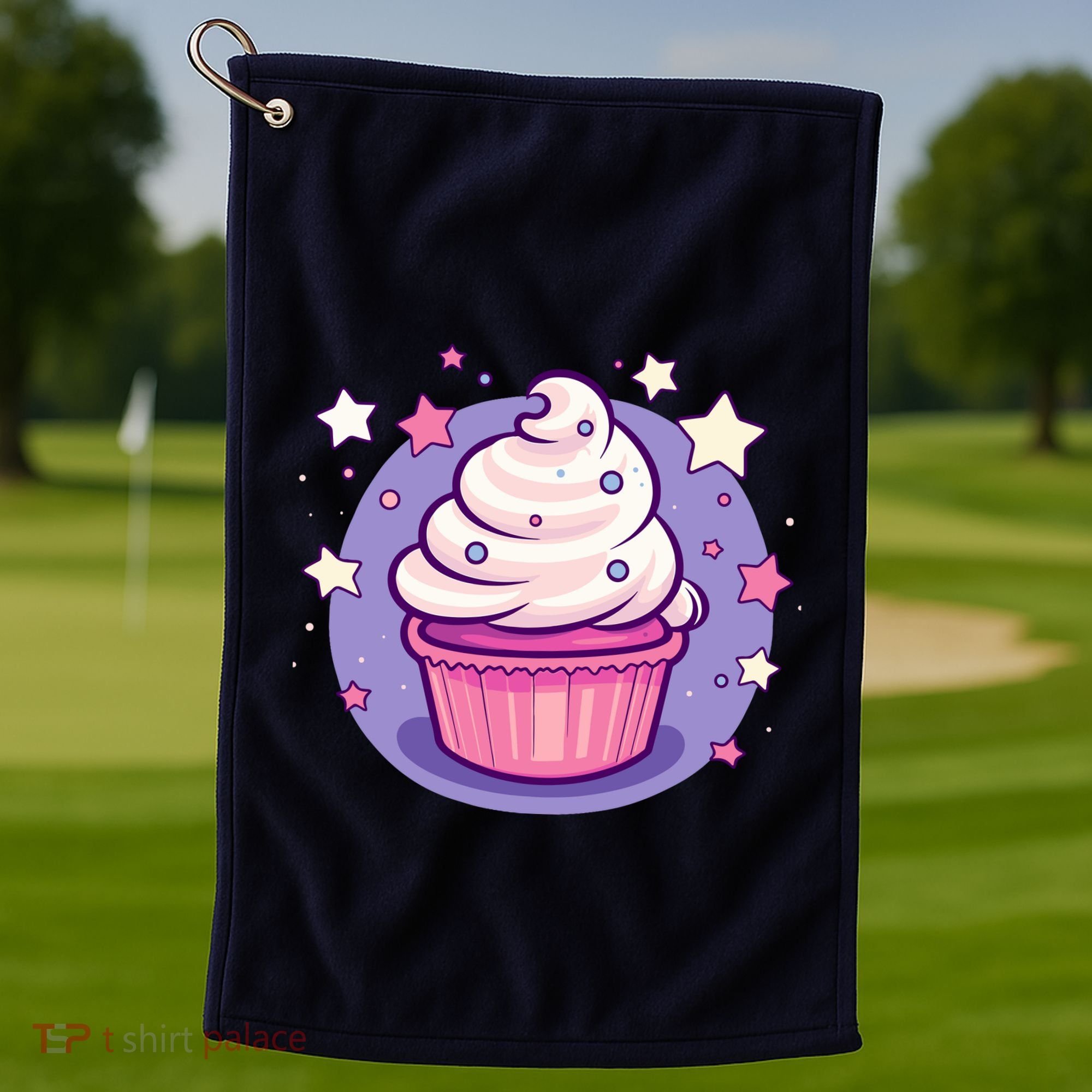 Cupcake Cute Pastel Kawaii Celestial Stars Baking Dessert Golf Towel