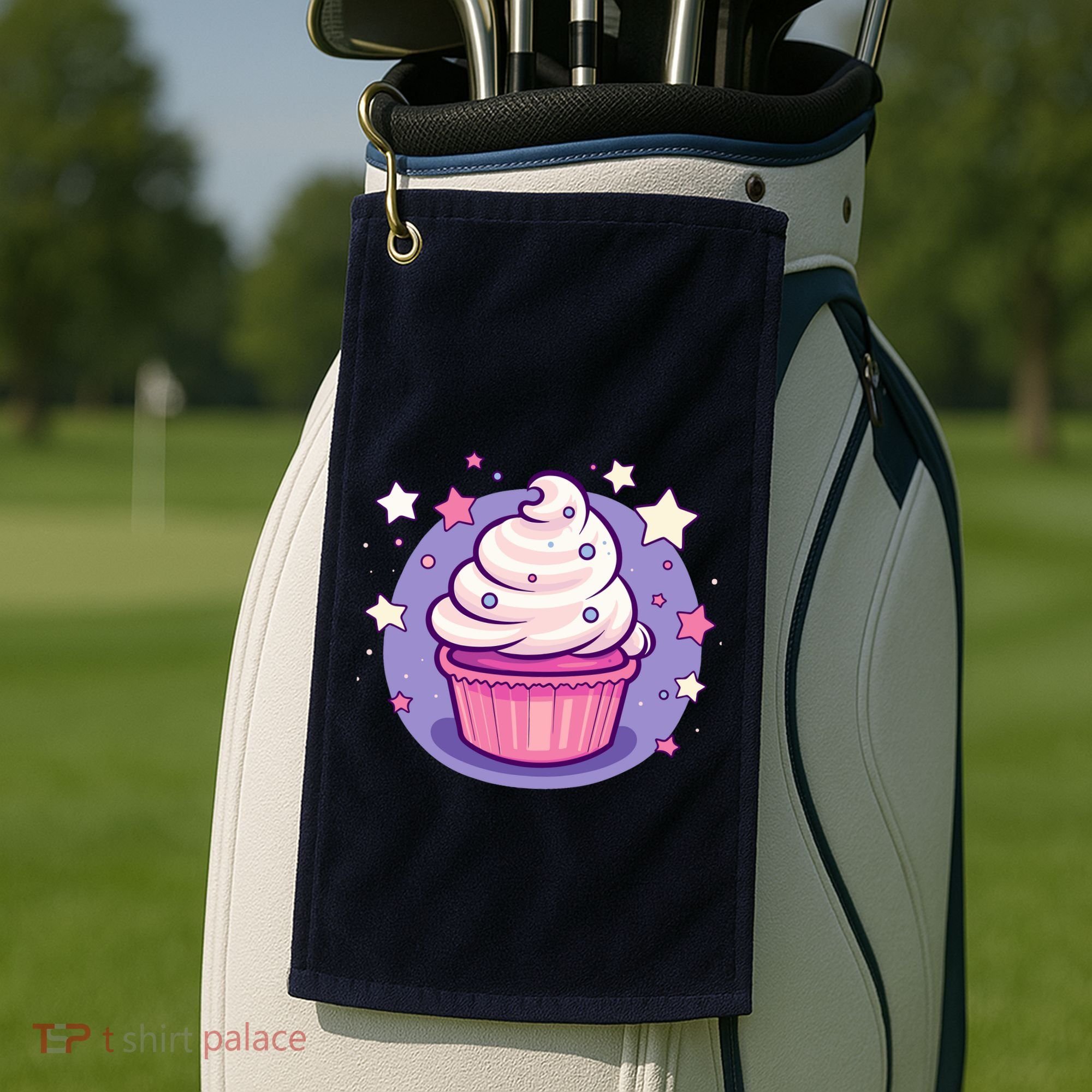 Cupcake Cute Pastel Kawaii Celestial Stars Baking Dessert Golf Towel