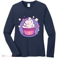 Cupcake Cute Pastel Kawaii Celestial Stars Baking Dessert Women's Long Sleeve Shirt thumb 0