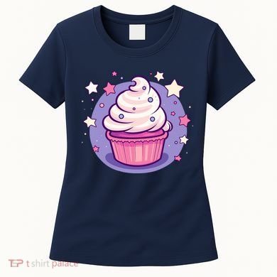 Cupcake Cute Pastel Kawaii Celestial Stars Baking Dessert Women's T-Shirt