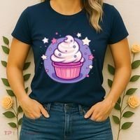 Cupcake Cute Pastel Kawaii Celestial Stars Baking Dessert Women's T-Shirt thumb 2