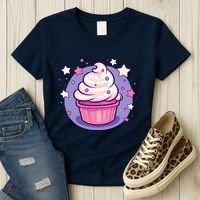 Cupcake Cute Pastel Kawaii Celestial Stars Baking Dessert Women's T-Shirt thumb 3