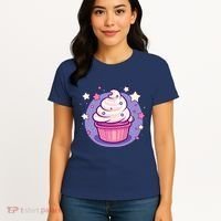 Cupcake Cute Pastel Kawaii Celestial Stars Baking Dessert Women's T-Shirt thumb 4