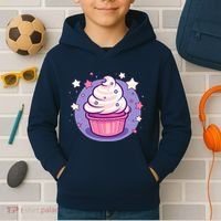 Cupcake Cute Pastel Kawaii Celestial Stars Baking Dessert Kids Hoodie thumb 2