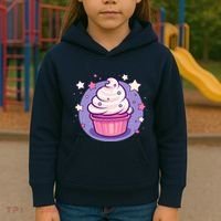 Cupcake Cute Pastel Kawaii Celestial Stars Baking Dessert Kids Hoodie thumb 3