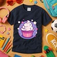Cupcake Cute Pastel Kawaii Celestial Stars Baking Dessert Kids T-Shirt thumb 3