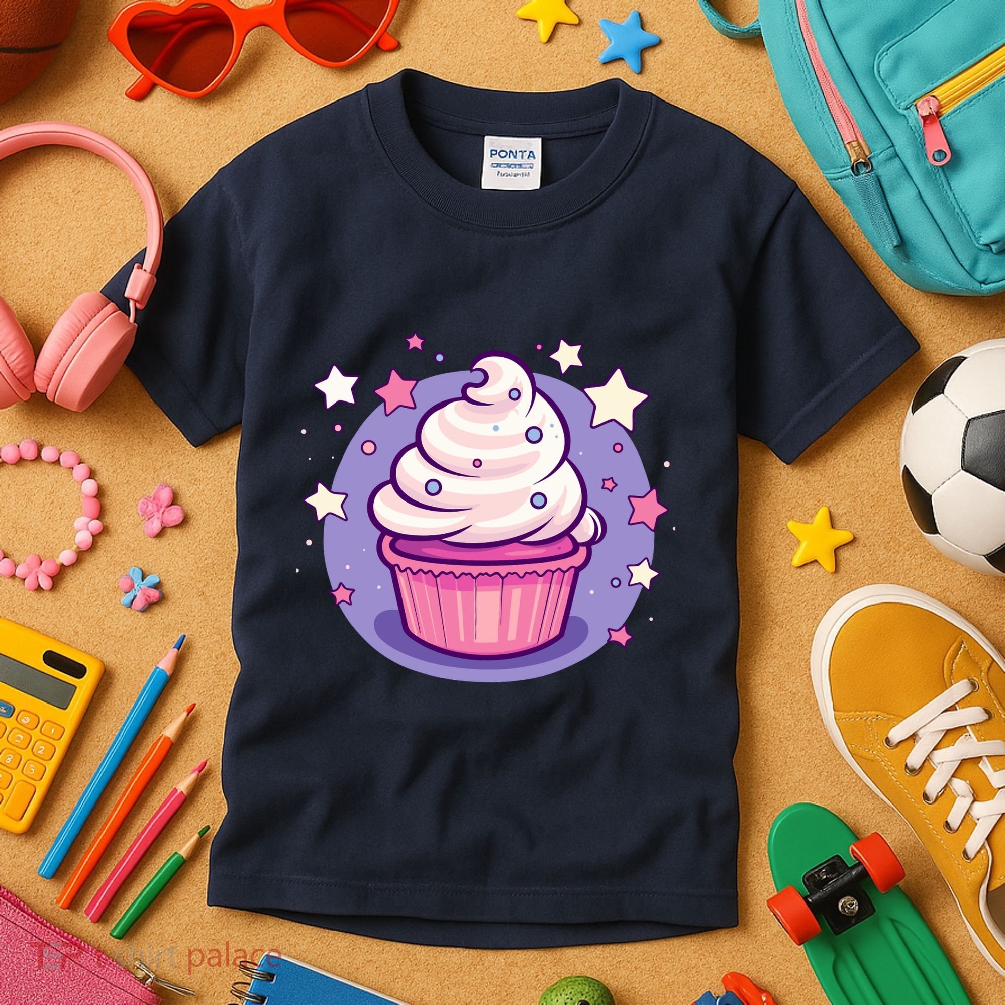 Cupcake Cute Pastel Kawaii Celestial Stars Baking Dessert Kids T-Shirt