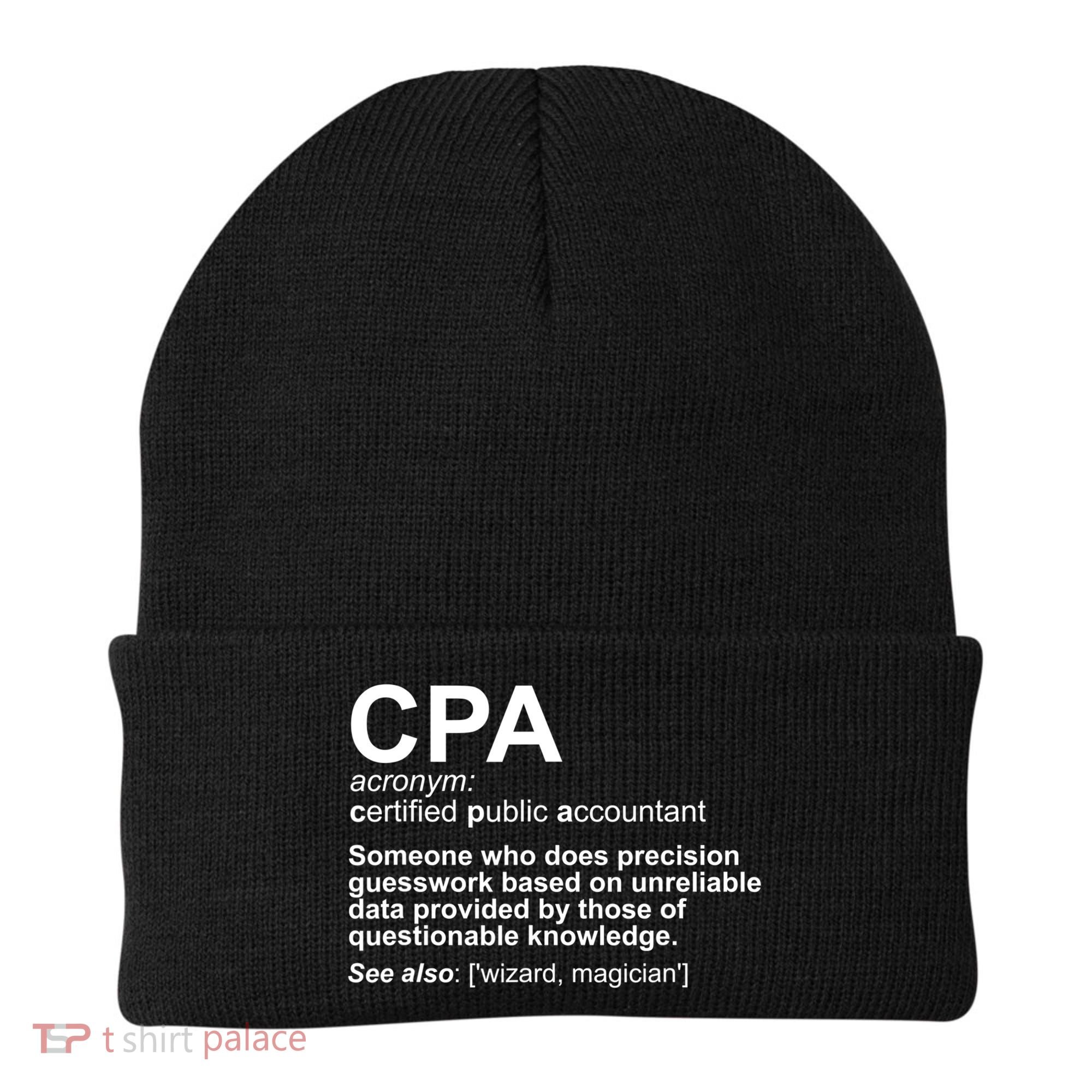 CPA Certified Public Gift Accountant Definition Funny Gift Beanie