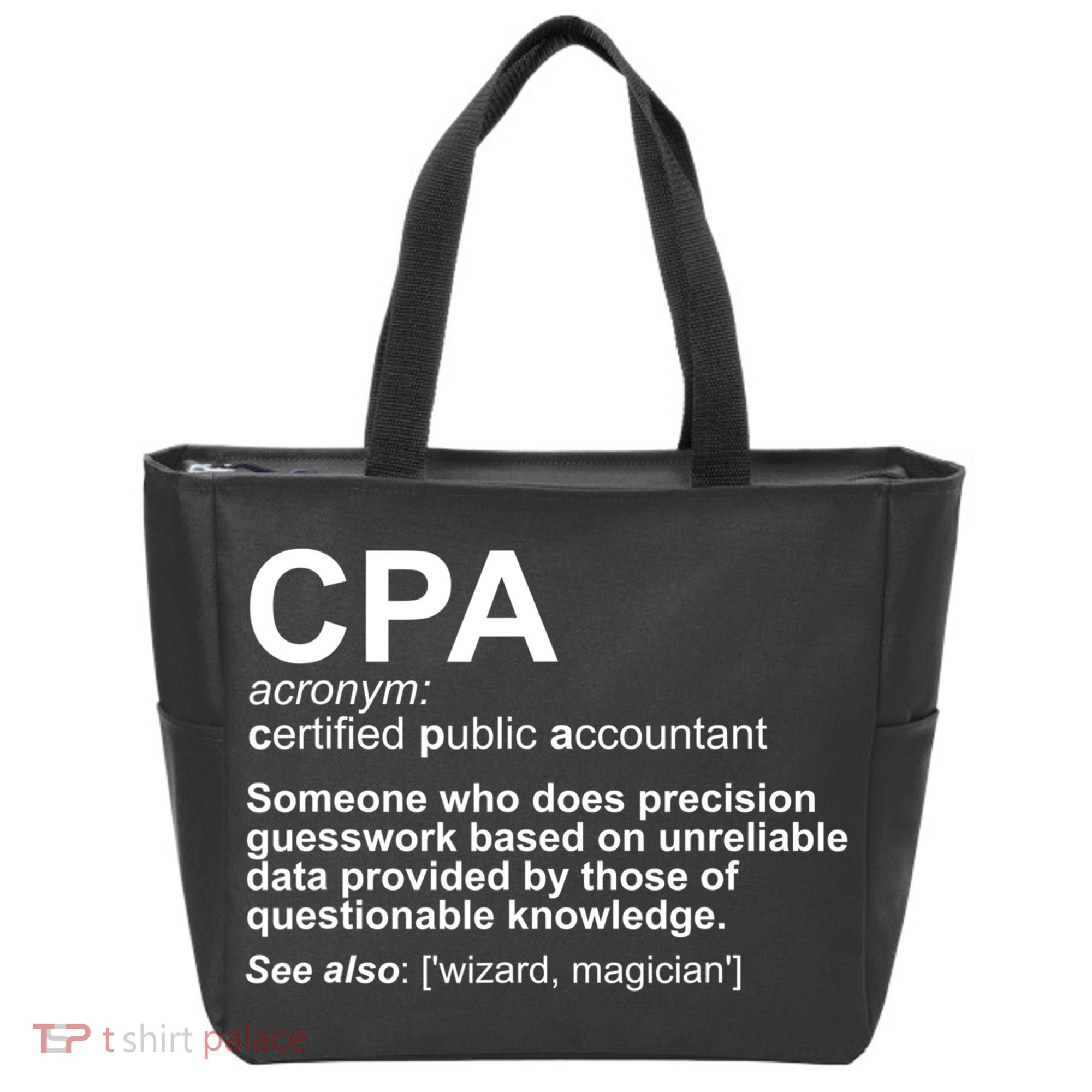 CPA Certified Public Gift Accountant Definition Funny Gift Tote Bag