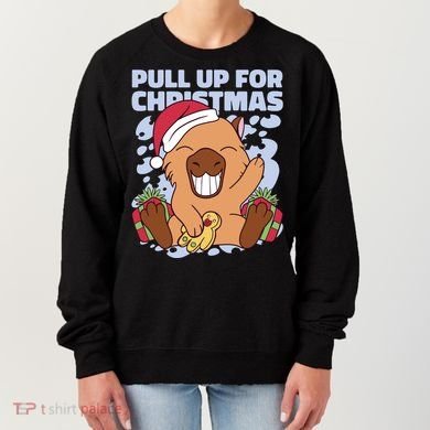 Christmas Capybara Pull Up Women's Sweatshirt