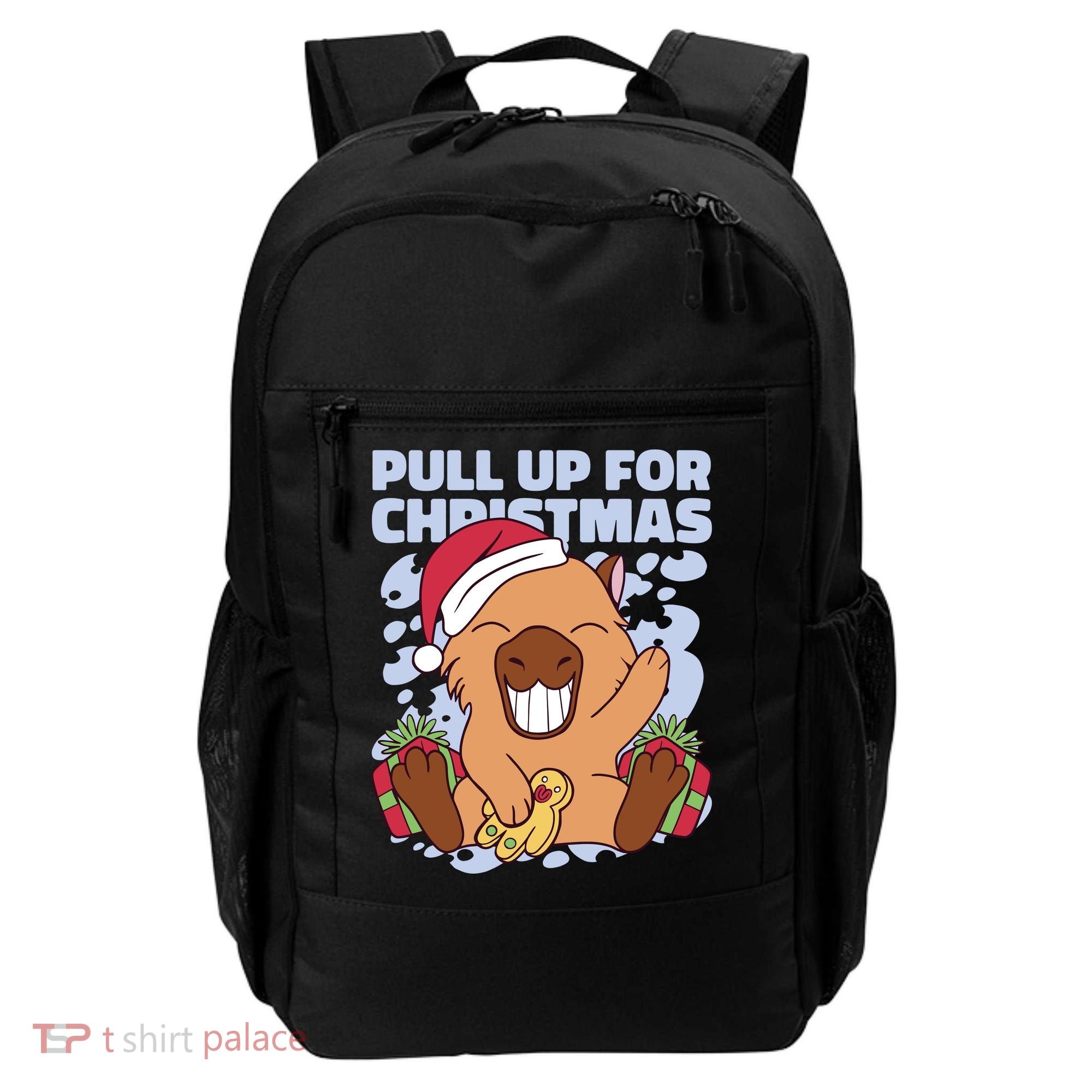 Christmas Capybara Pull Up Backpack