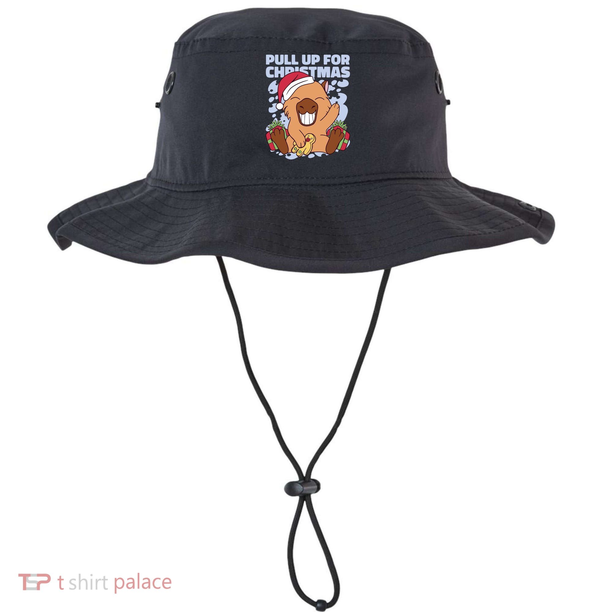 Christmas Capybara Pull Up Bucket Hat