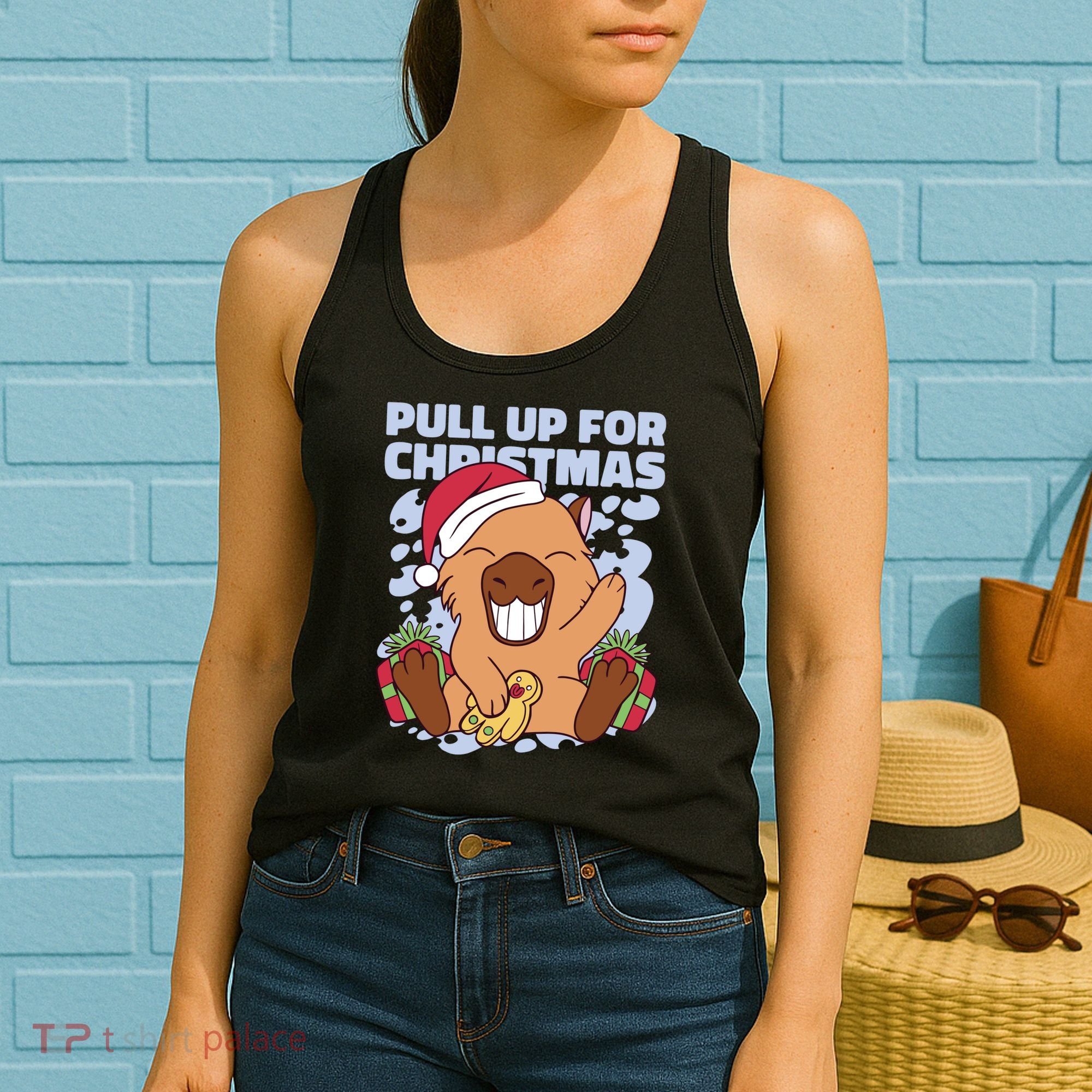Christmas Capybara Pull Up Women's Tank Top
