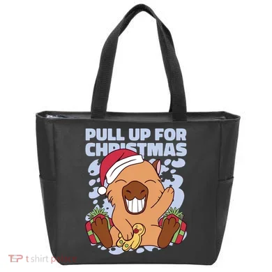 Christmas Capybara Pull Up Tote Bag
