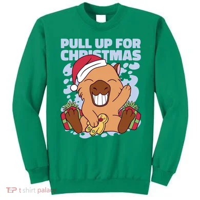 Christmas Capybara Pull Up Sweatshirt