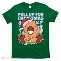Christmas Capybara Pull Up T-Shirt thumb 0