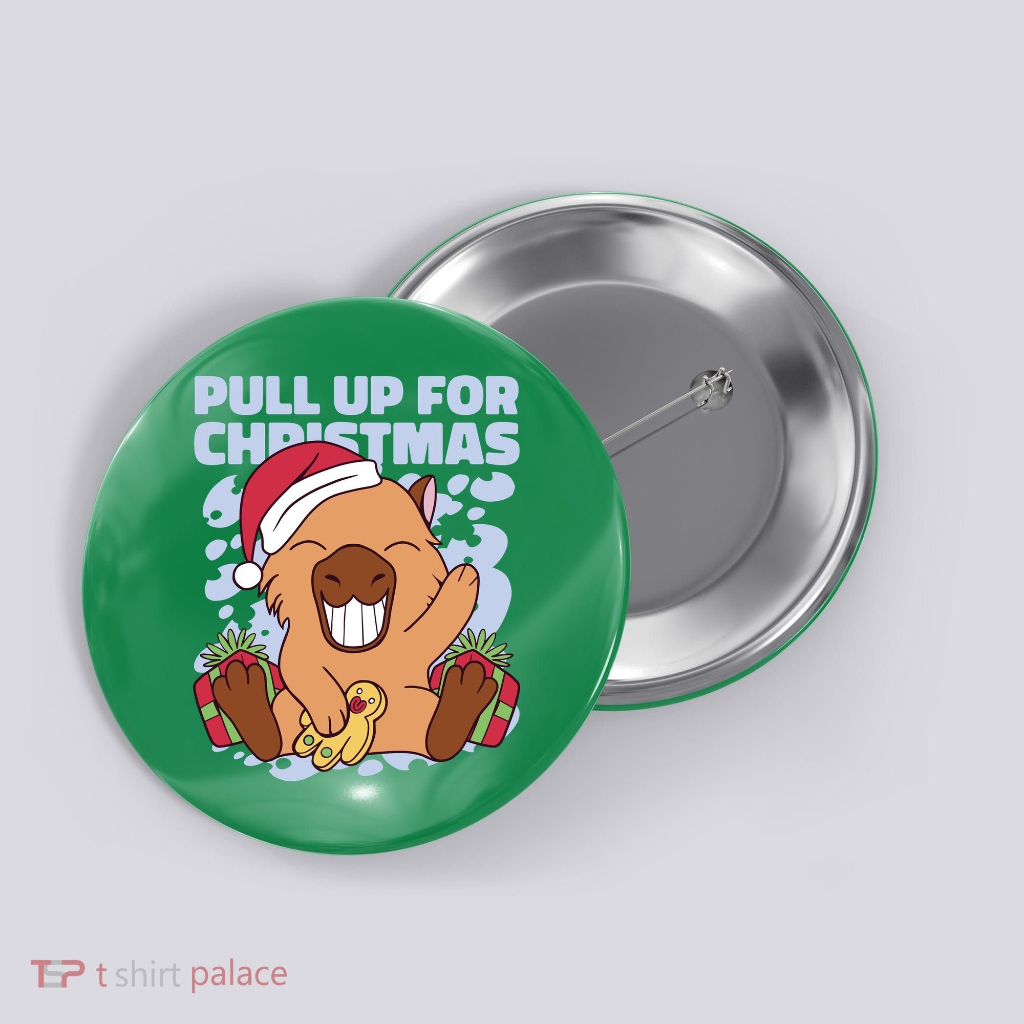 Christmas Capybara Pull Up Button
