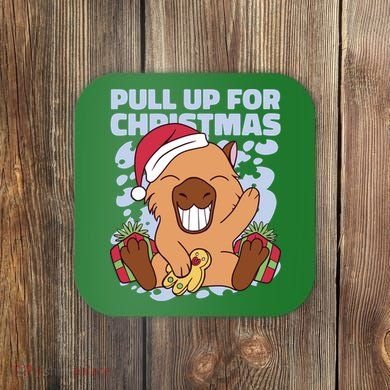 Christmas Capybara Pull Up Coaster