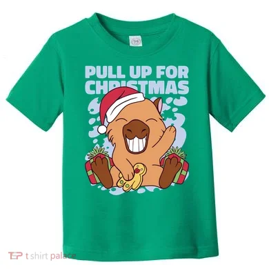 Christmas Capybara Pull Up Toddler T-Shirt