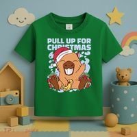 Christmas Capybara Pull Up Toddler T-Shirt thumb 3