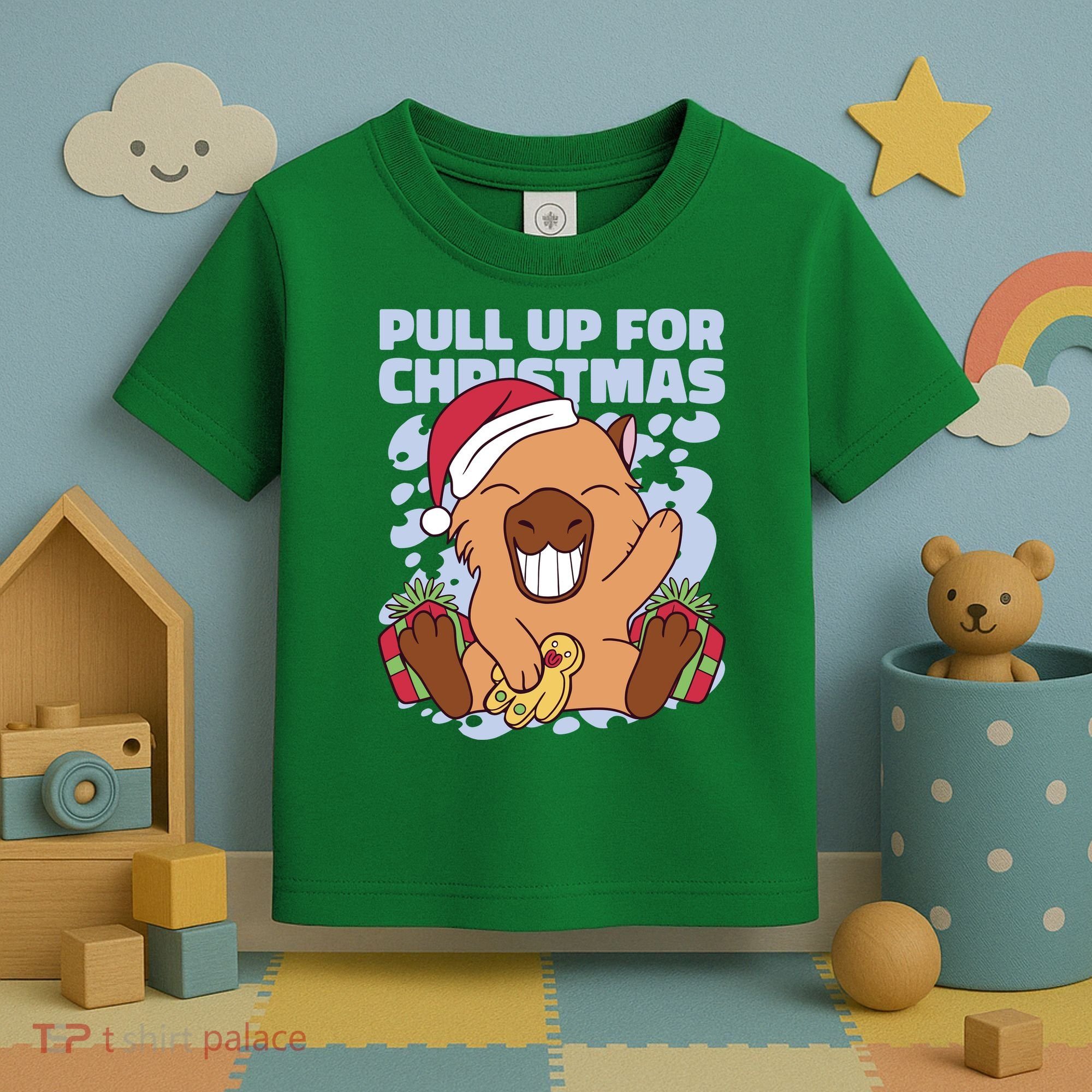 Christmas Capybara Pull Up Toddler T-Shirt