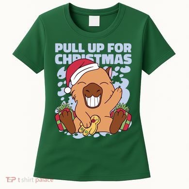 Christmas Capybara Pull Up Women's T-Shirt