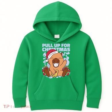 Christmas Capybara Pull Up Kids Hoodie