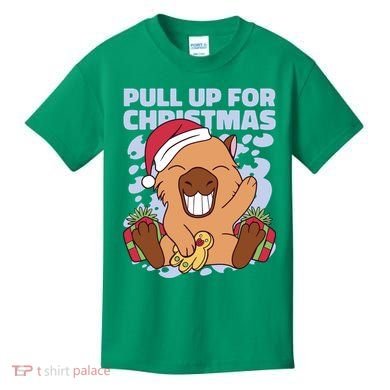 Christmas Capybara Pull Up Kids T-Shirt