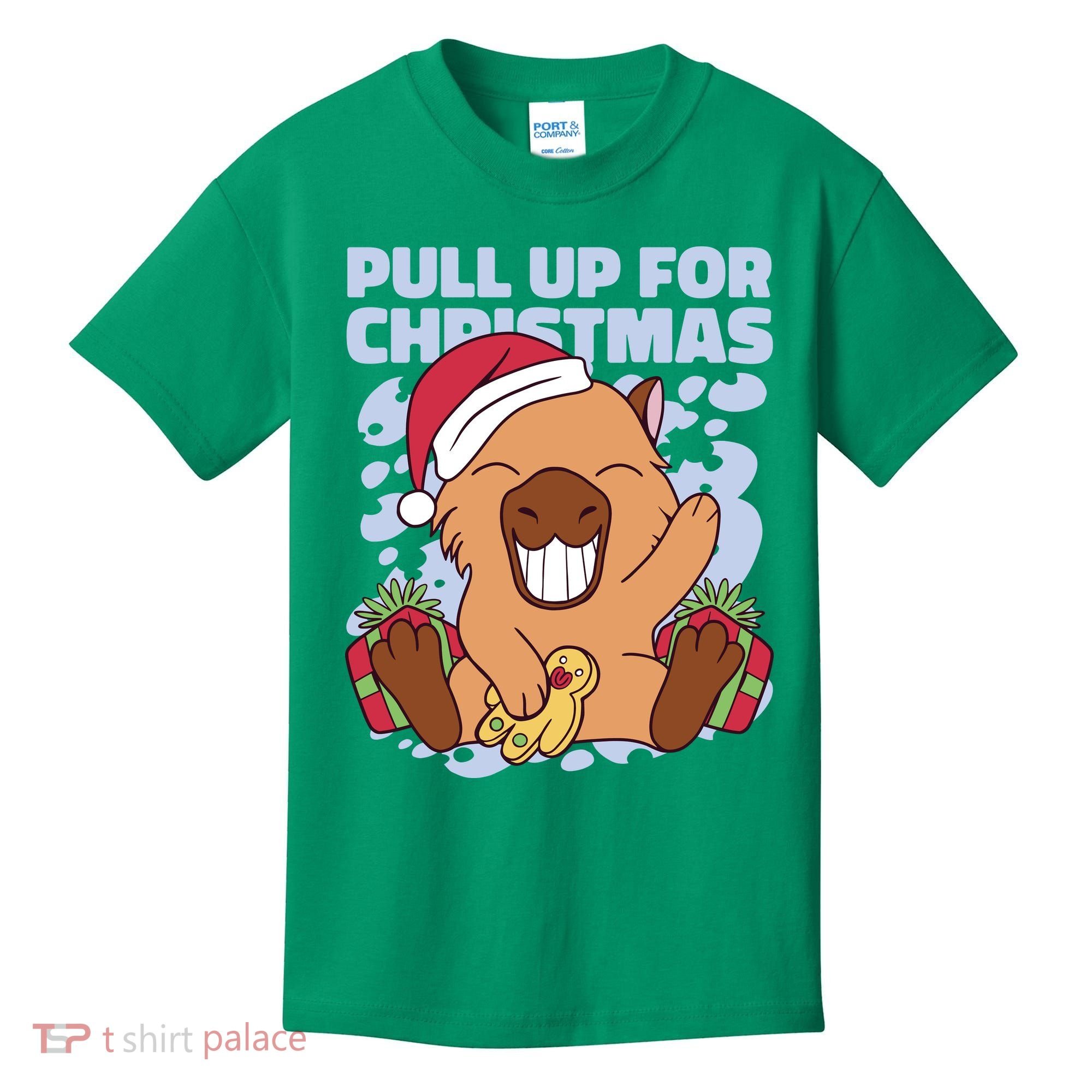 Christmas Capybara Pull Up Kids T-Shirt