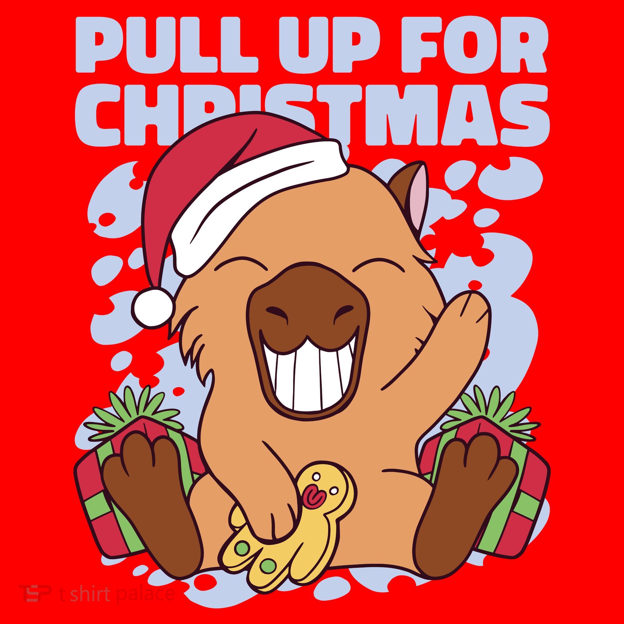 Christmas Capybara Pull Up Santa Hat