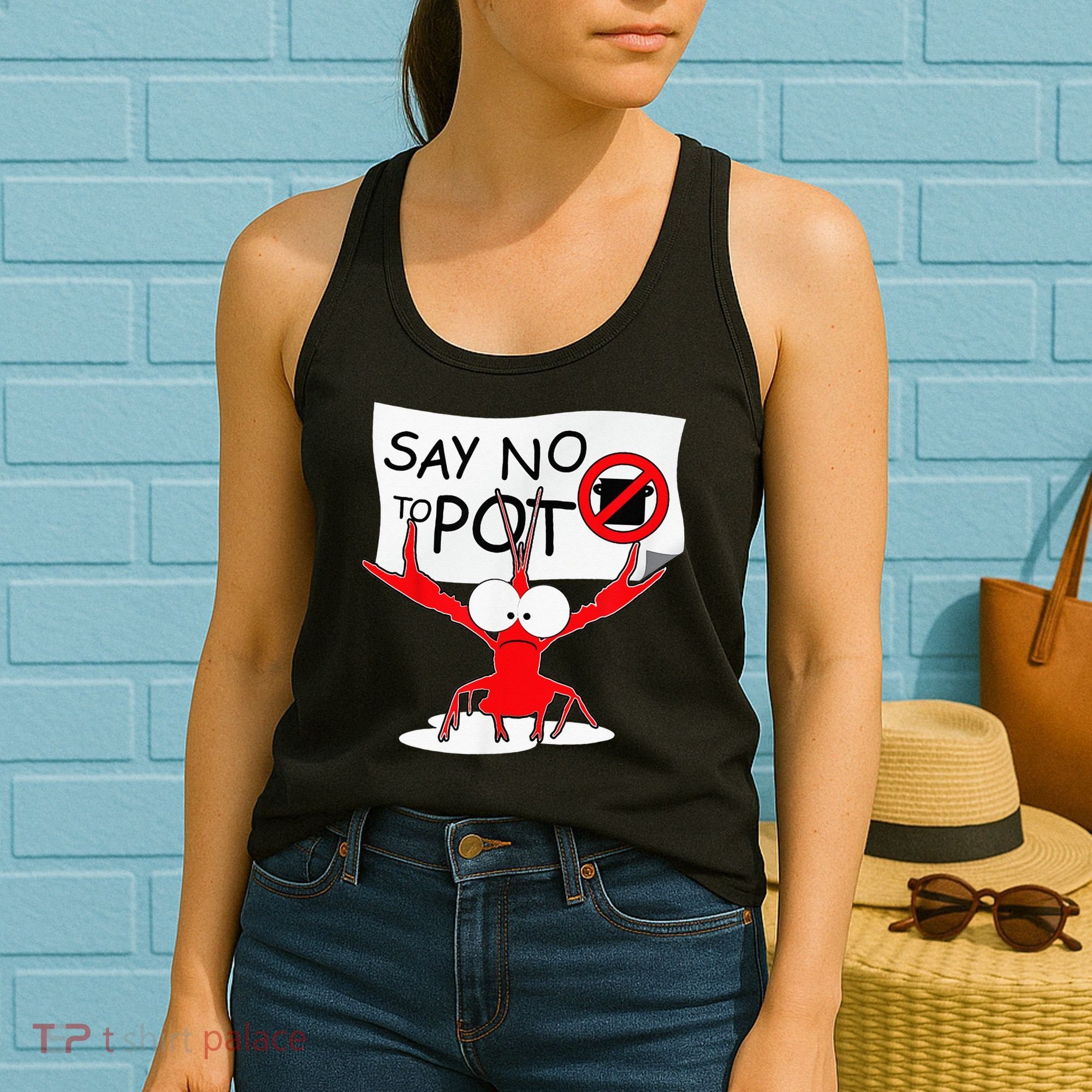 CFunny Crawfish Pun Say No To Pot Lobster Festival Women's Tank Top