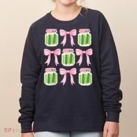 Coquette Canned Pickle Bows With Cute Pickle Jarx Women's Sweatshirt thumb 0