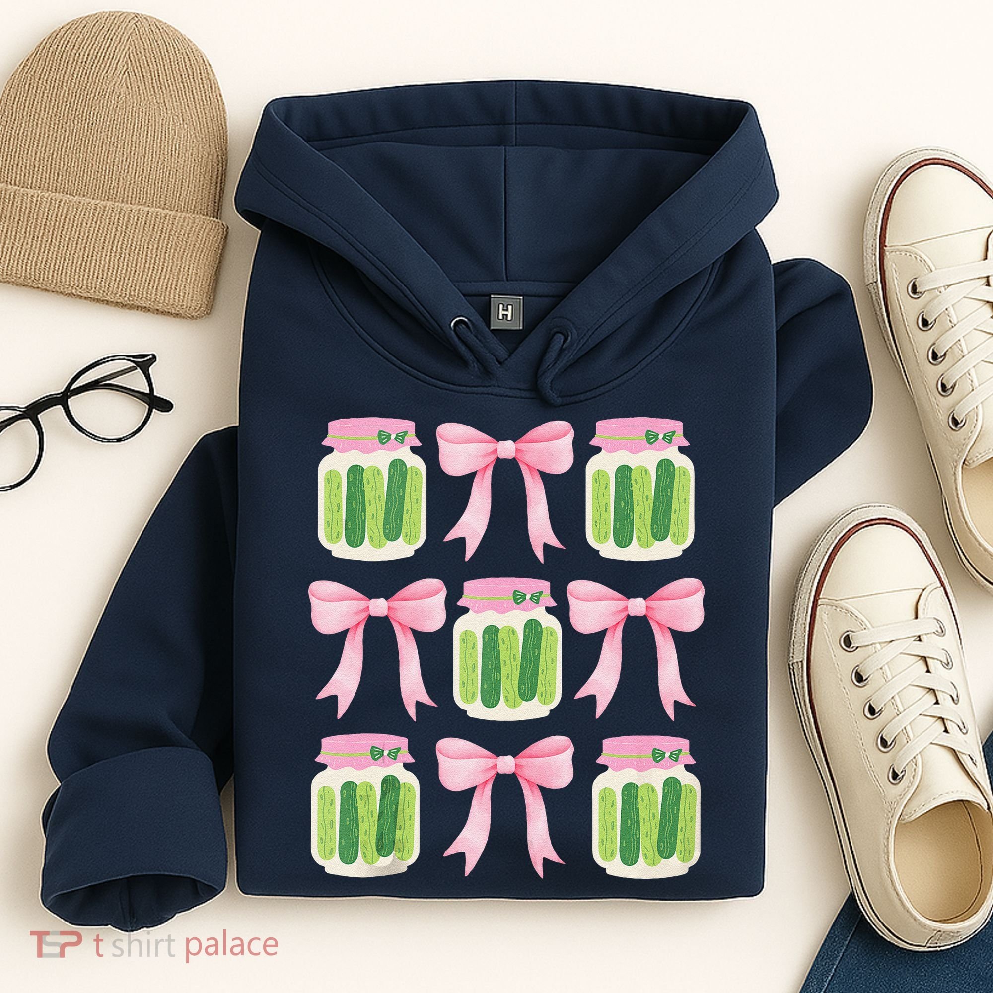 Coquette Canned Pickle Bows With Cute Pickle Jarx Hoodie