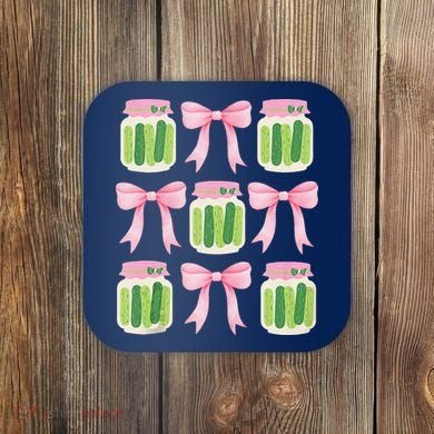 Coquette Canned Pickle Bows With Cute Pickle Jarx Coaster