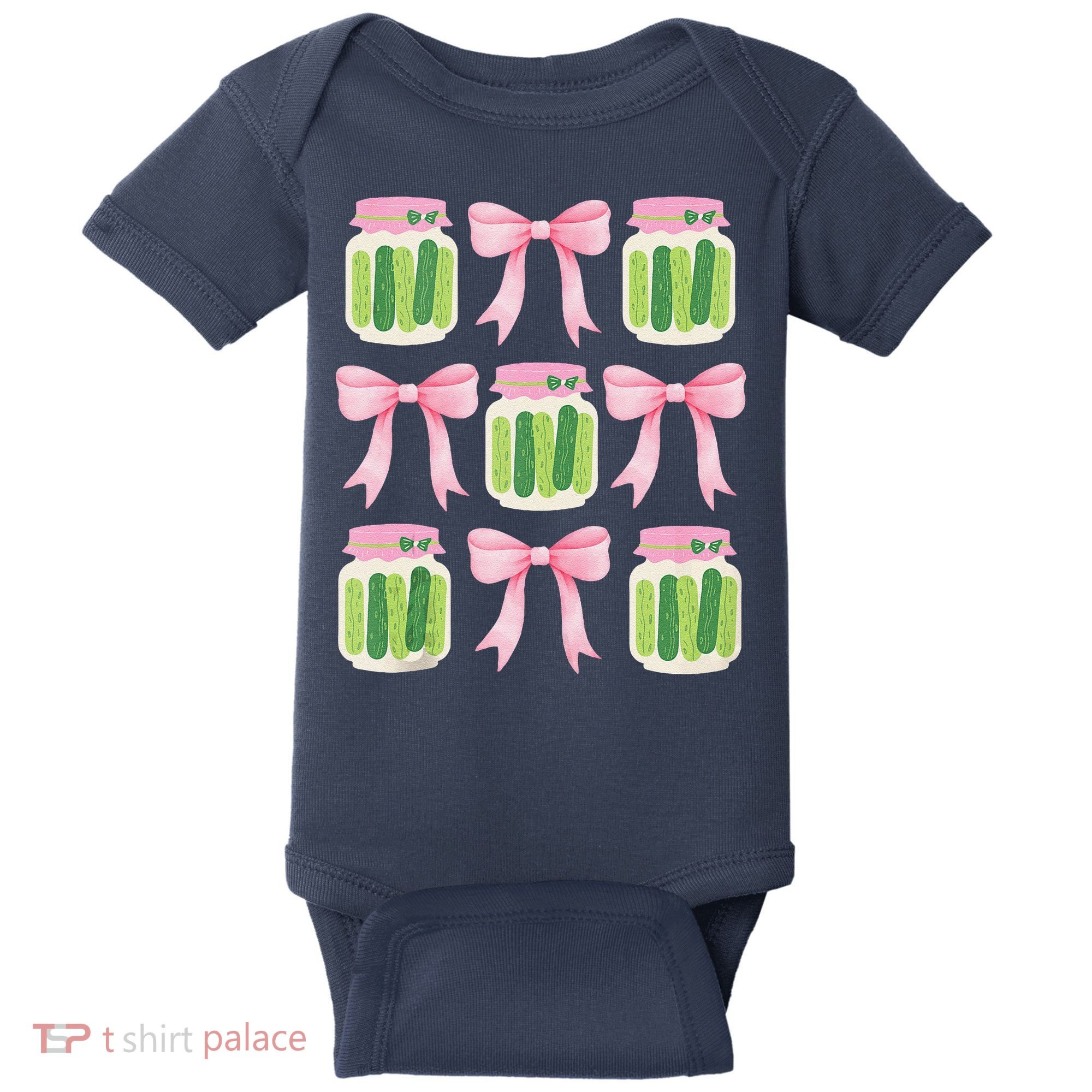 Coquette Canned Pickle Bows With Cute Pickle Jarx Baby Bodysuit
