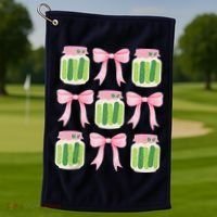 Coquette Canned Pickle Bows With Cute Pickle Jarx Golf Towel thumb 1